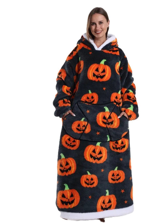 Plaid Géant Halloween™ : Le Confort Ultime en Mode Citrouille !